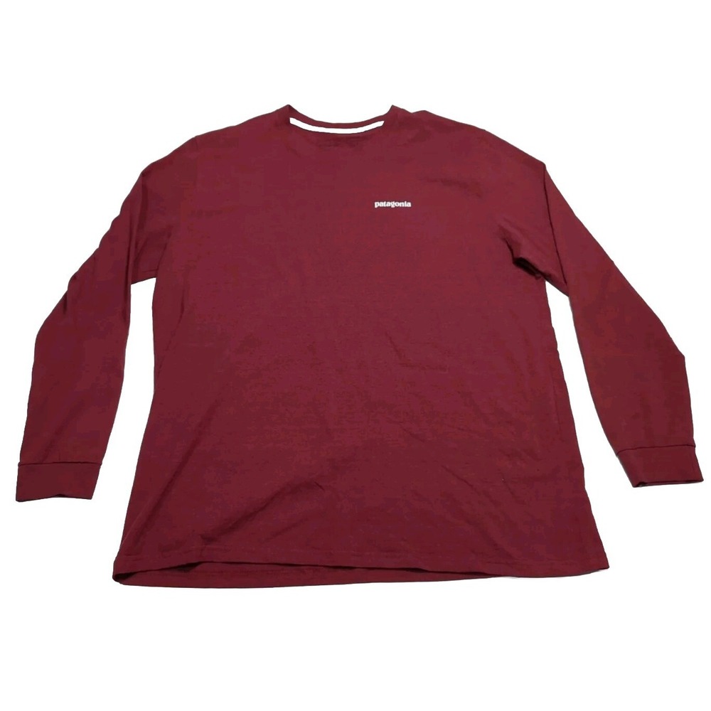 Patagonia Mens Responsibili-Tee Long Sleeve Logo Regular Fit Burgundy 2XL